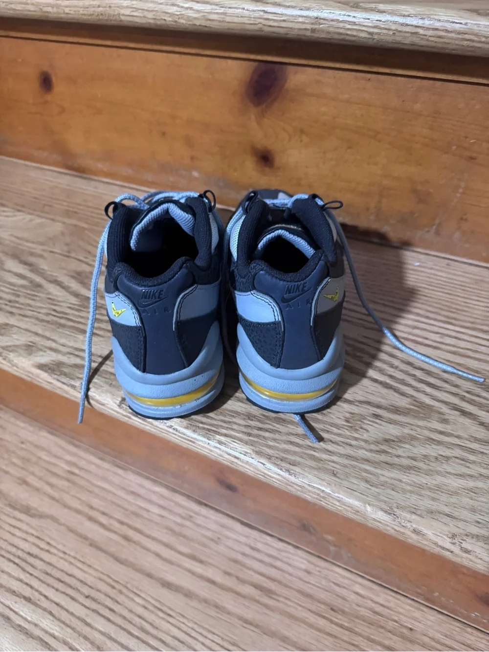 Nike Kids Black and Gray Sneakers with Yellow Logo